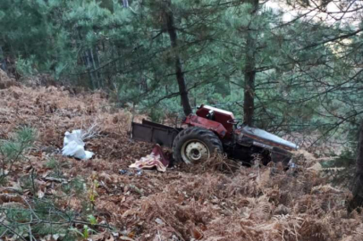 Bursa Orhaneli'de traktör şarampole yuvarlandı